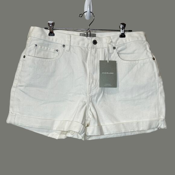 Everlane The Denim Jean Shorts Raw Hem/Rolled Cuffs High Rise Cream Women 30 NWT - Picture 3 of 12